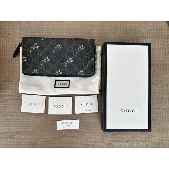 Gucci Other - New Gucci GG Supreme Monogram Tiger Print Zip Around Wallet